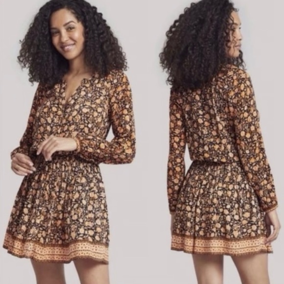 Faherty montara Floral Print Dress in Black and Orange wanderlust size XS - Picture 11 of 11